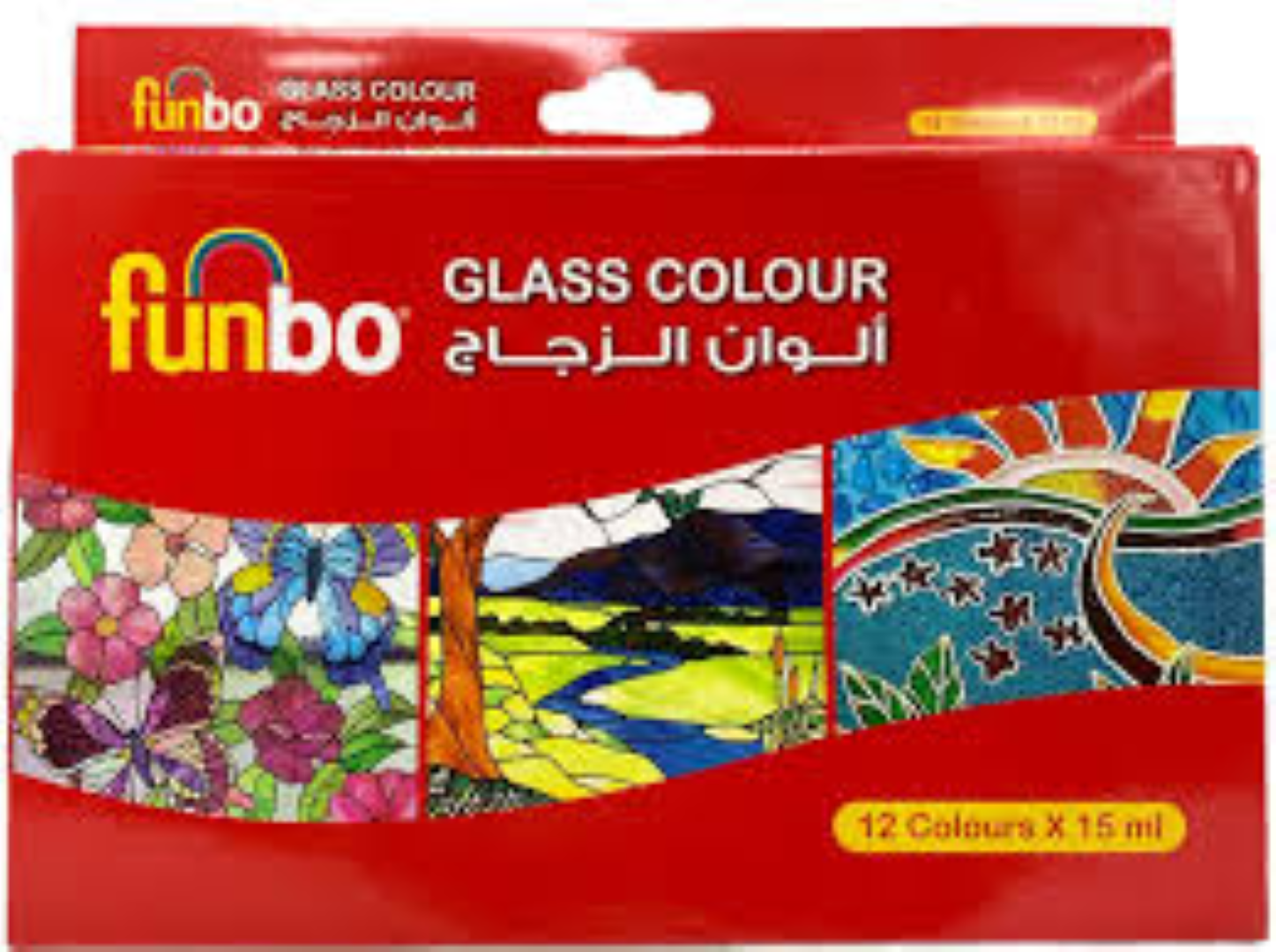Funbo Glass Paint Set=12 cols x 15ml bottles FO-Funbo GlassCOL-1215